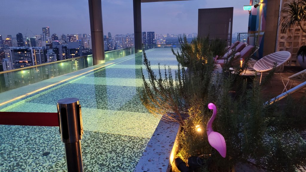 rooftop pool at night
